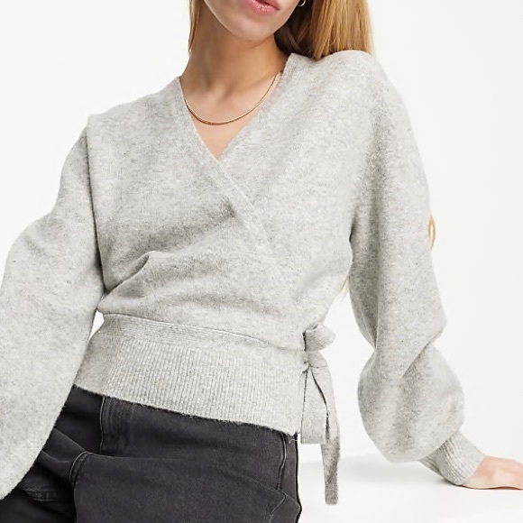 & Other Stories Wrap Cardigan in Light Grey - Size S - Picture 3 of 6